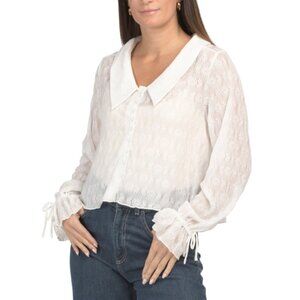 LE LIS White Peter Pan Collared Top